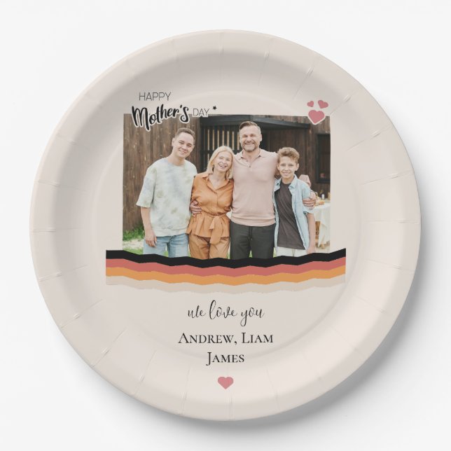 Prato De Papel Dia de as mães feliz que te amamos (Frente)