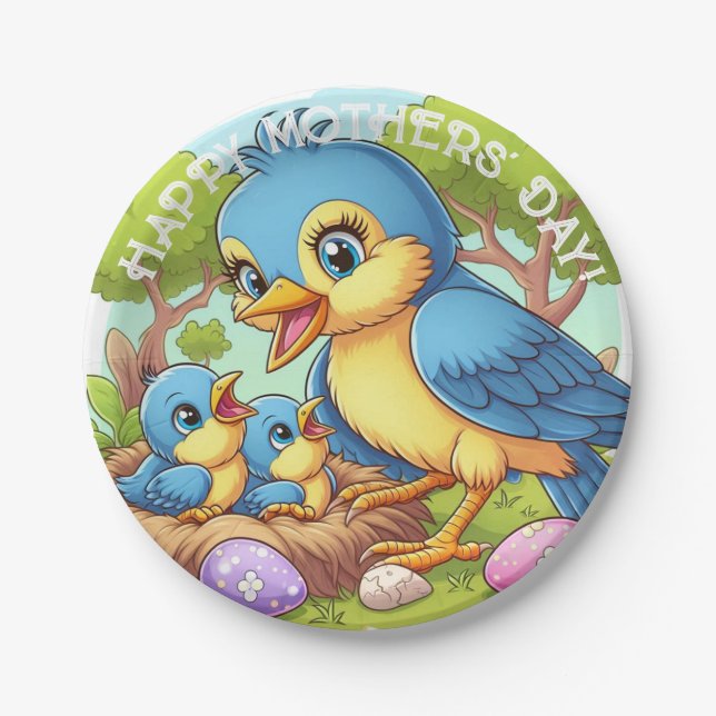 Prato De Papel Dia de as mães Mamma Bird (Frente)