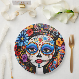 Prato De Papel Dia de Muertos ☠️ La Calavera Catrina