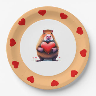Prato De Papel Dia de os namorados Capybara, Placa redonda de pap