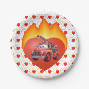 Prato De Papel Dia de os namorados de bombeiros