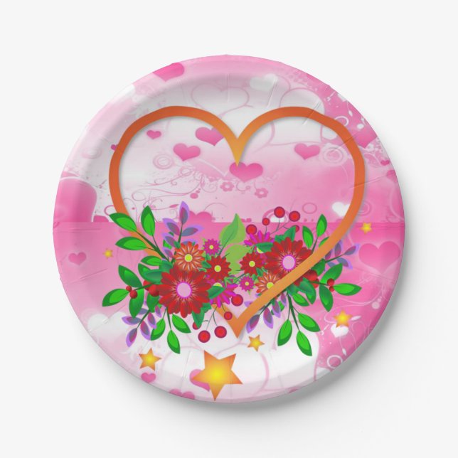 Prato De Papel Dia de os namorados de placas de papel (Frente)