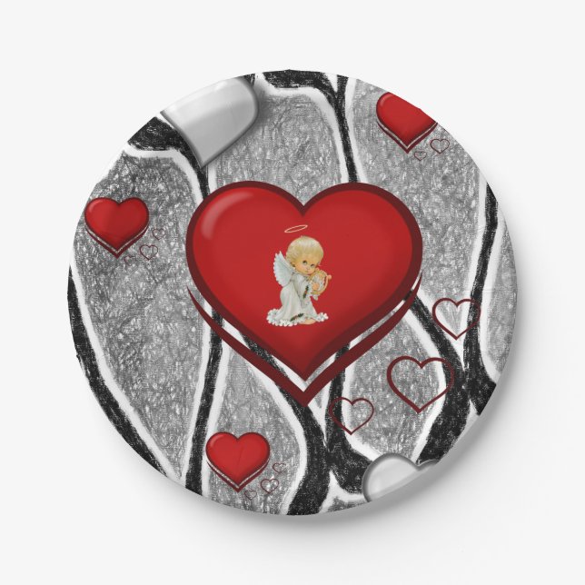 Prato De Papel Dia de os namorados de placas de papel, Angel (Frente)