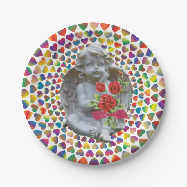 Prato De Papel Dia de os namorados de placas de papel, Angel (Frente)