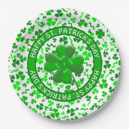 Prato De Papel Dia de São Patrício Shamrocks Sortudos Personaliza