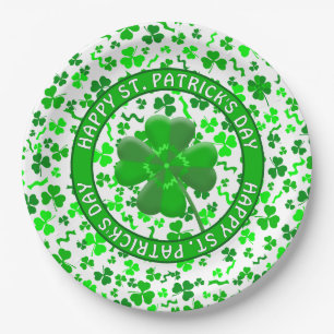 Prato De Papel Dia de São Patrício Shamrocks Sortudos Personaliza