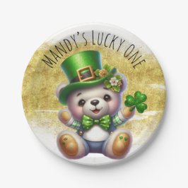 Prato De Papel Dia de São Patrício Urso Fofo Verde Dourado