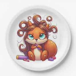 Prato De Papel Dia do Cabelo de Esquilo Glamoroso