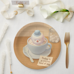 Prato De Papel Dia do Chocolate Quente: Arte de Marshmallow Bicho