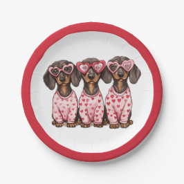 Prato De Papel Dia dos Namorados Cachorros Dachshund