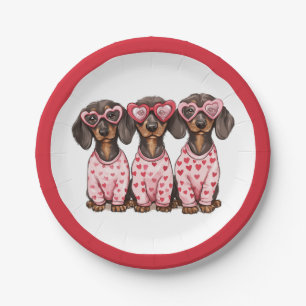 Prato De Papel Dia dos Namorados Cachorros Dachshund
