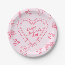 Prato De Papel Dia dos Namorados Galentine Rosa Feminino
