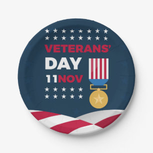 Prato De Papel Dia dos Veteranos - Honrando todos os que serviram