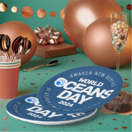 Prato De Papel Dia Mundial dos Oceanos Ondas Terrestres Azuis Est