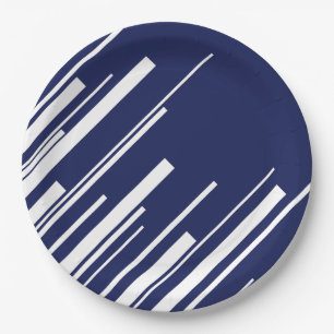 Prato De Papel Diagonais - Azul e Branco