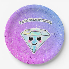 Prato De Papel Diamante Kawaii, afirmação