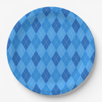 Prato De Papel Diamantes Argyle Blue com linha pontilhada fina