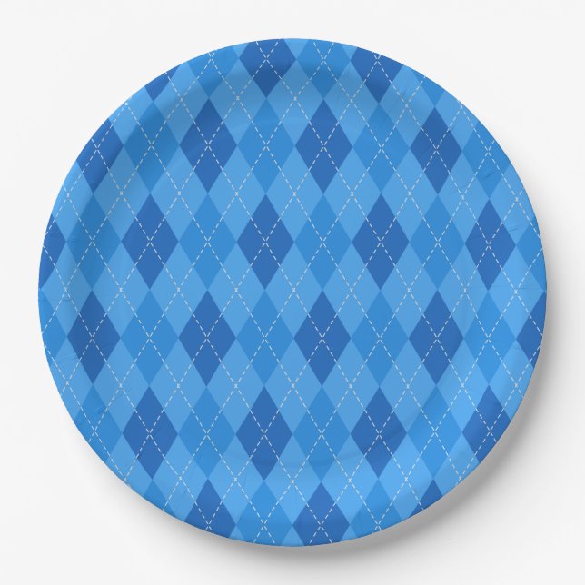 Prato De Papel Diamantes Argyle Blue com linha pontilhada fina (Frente)