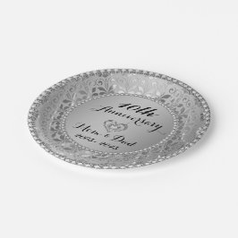 Prato De Papel Diamantes e Silver 10º Aniversário de Casamento