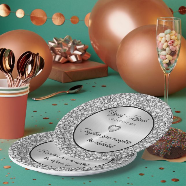 Prato De Papel Diamantes e Silver Casamento Dão Grande Relógio (Múltiplo)