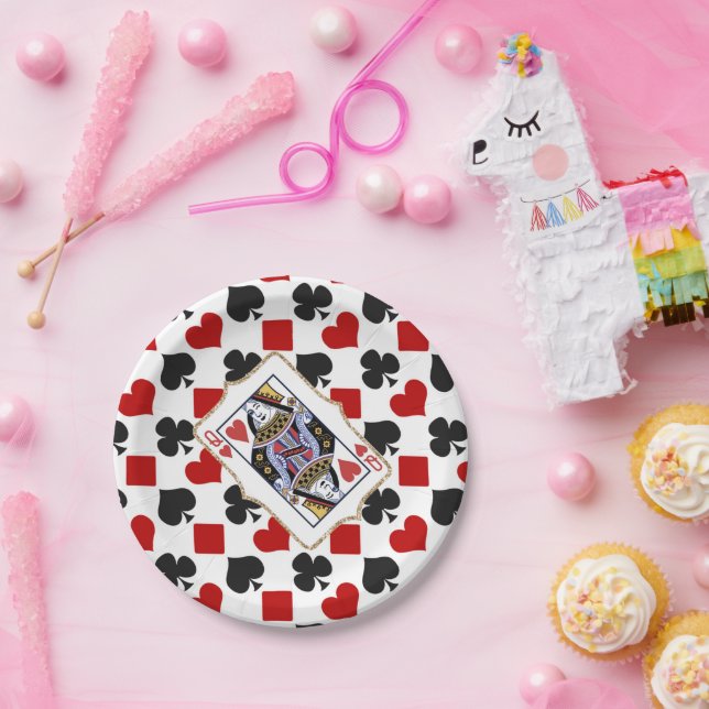 Prato De Papel Diamonds and Hearts Queen Party (Festa)