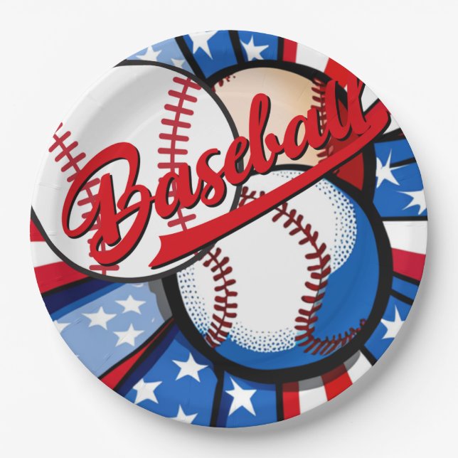 Prato De Papel Dias de Baseball (Frente)