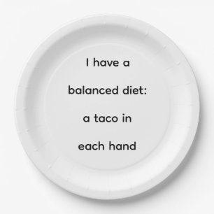 Prato de Papel Dieta Equilibrada Taco Engraçado