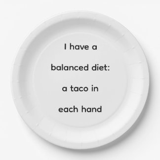 Prato de Papel Dieta Equilibrada Taco Engraçado