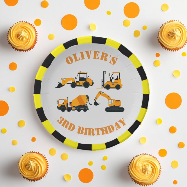 Prato De Papel Diggers Construction Party Paper Plate Plate (Criador carregado)
