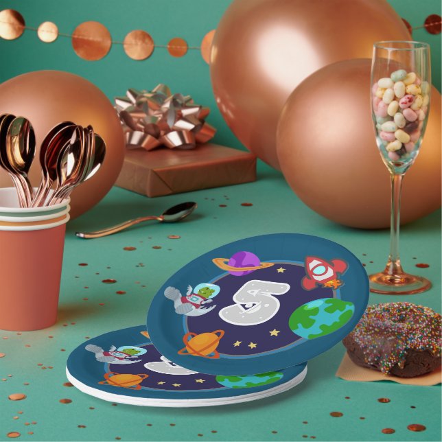 Prato De Papel Dinos em Placas Espaciais (Múltiplo)