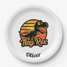 Dinosauro Trex Vintage Engraçado ao Pôr do Sol Tin