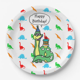 Prato De Papel Dinossaur Themed Birthday Plates