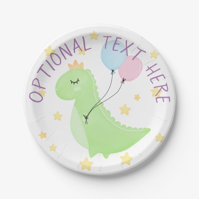 Prato De Papel Dinossauro com Balões (Frente)