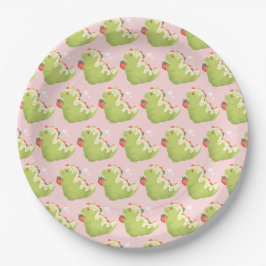 Prato De Papel Dinossauro de Matcha de Morango