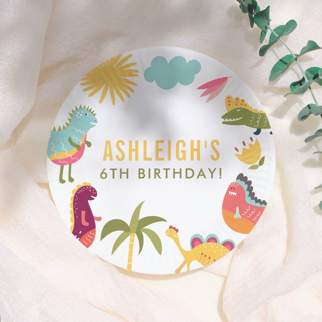 Prato De Papel Dinossauro Gato Festa de aniversário Neutra do Gên (Criador carregado)