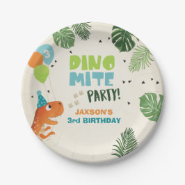 Prato De Papel Dinossauro Papel Planta Aniversário Dino mite T-re