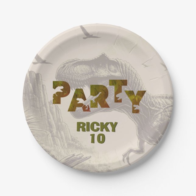 Prato De Papel Dinossauro T-rex (Frente)