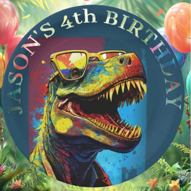 Prato De Papel Dinossauro Um Bom Tempo Aguarda (Throw an unforgettable T-Rex dinosaur party! )