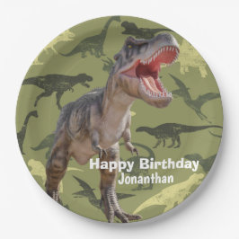Prato De Papel Dinossauros T Rex Padrão Jurássico Mundo