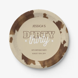 Prato De Papel Dirty Thirty Country Western 30th Birthday Party