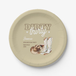 Prato De Papel Dirty Thirty Western Rodeo Beige 30th Birthday