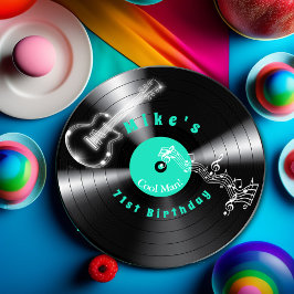 Prato De Papel Disco de Vinil Retro de Aniversário Música de Rock