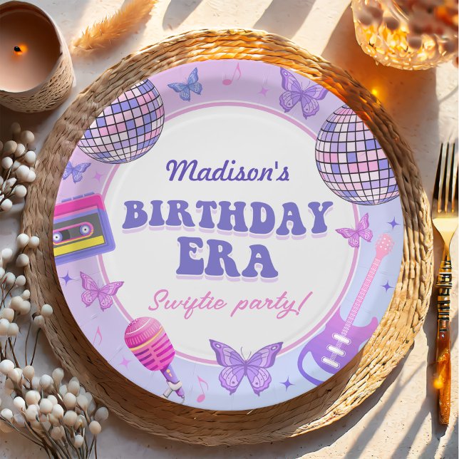 Prato De Papel Disco Roxo No Meu Aniversário (Criador carregado)