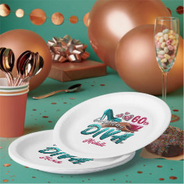 Prato De Papel Diva Preta Afro-Americana do 60º Aniversário Perso