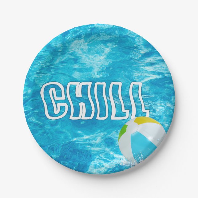 Prato De Papel Diversão da Piscina de Verão (Frente)