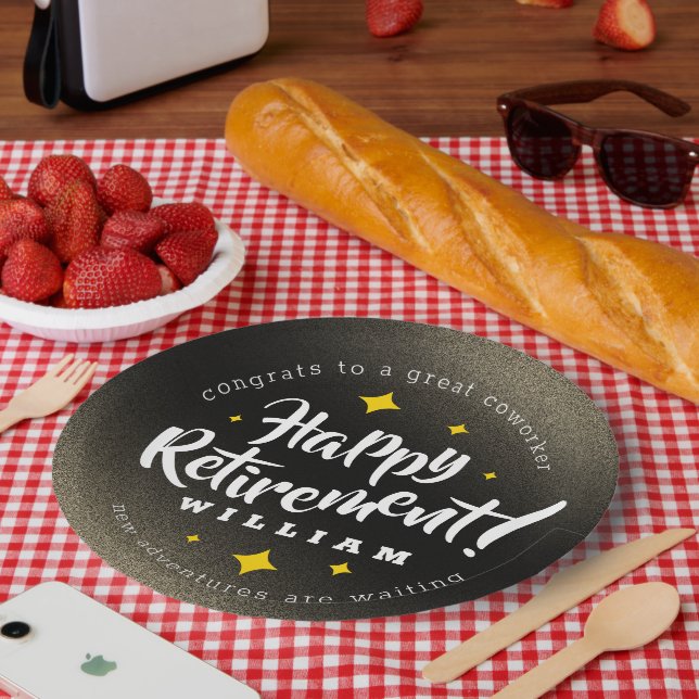 Prato De Papel Diversão Dourada de Estrelas de Lâmpada Retirando  (Piquenique)