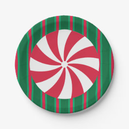 Prato De Papel Diversão e Fantasia de Natal - Doce de Hortelã-Pim