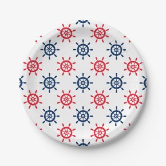 Prato De Papel Diversão Náutica Vermelho Branco Azul Celebração