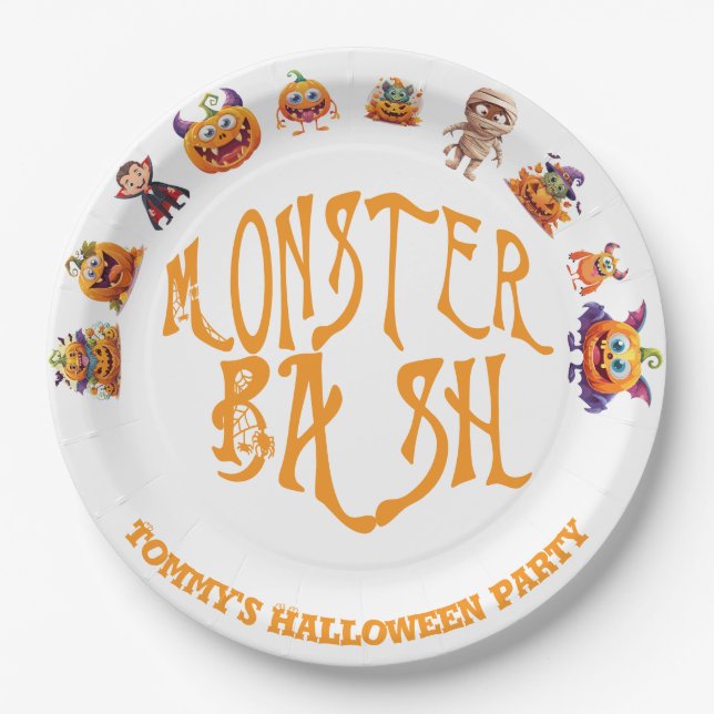 Prato De Papel Diversão no Halloween Monster Bash  (Frente)
