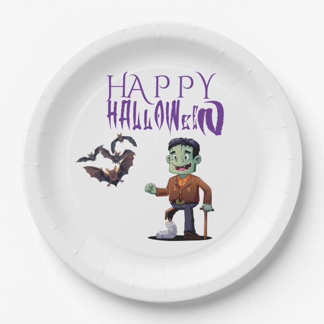 Prato De Papel Diversão personalizável de Halloween  (Frente)